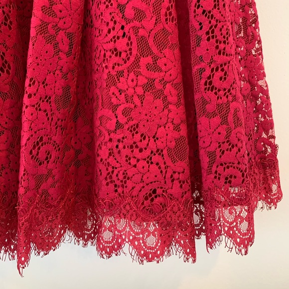 Free People Women Pink Lace Open Tie Back Short Sleeve Boho Mini Dress - Picture 4 of 5